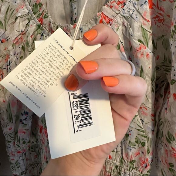 NWT THE GREAT. Gray Cotton Floral Maxi Dress 0 Small - Picture 15 of 15